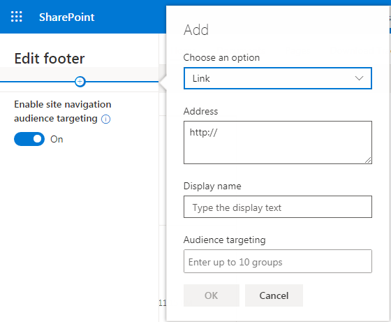 How To Add, Edit And Remove Footer Links In Modern Communication Site